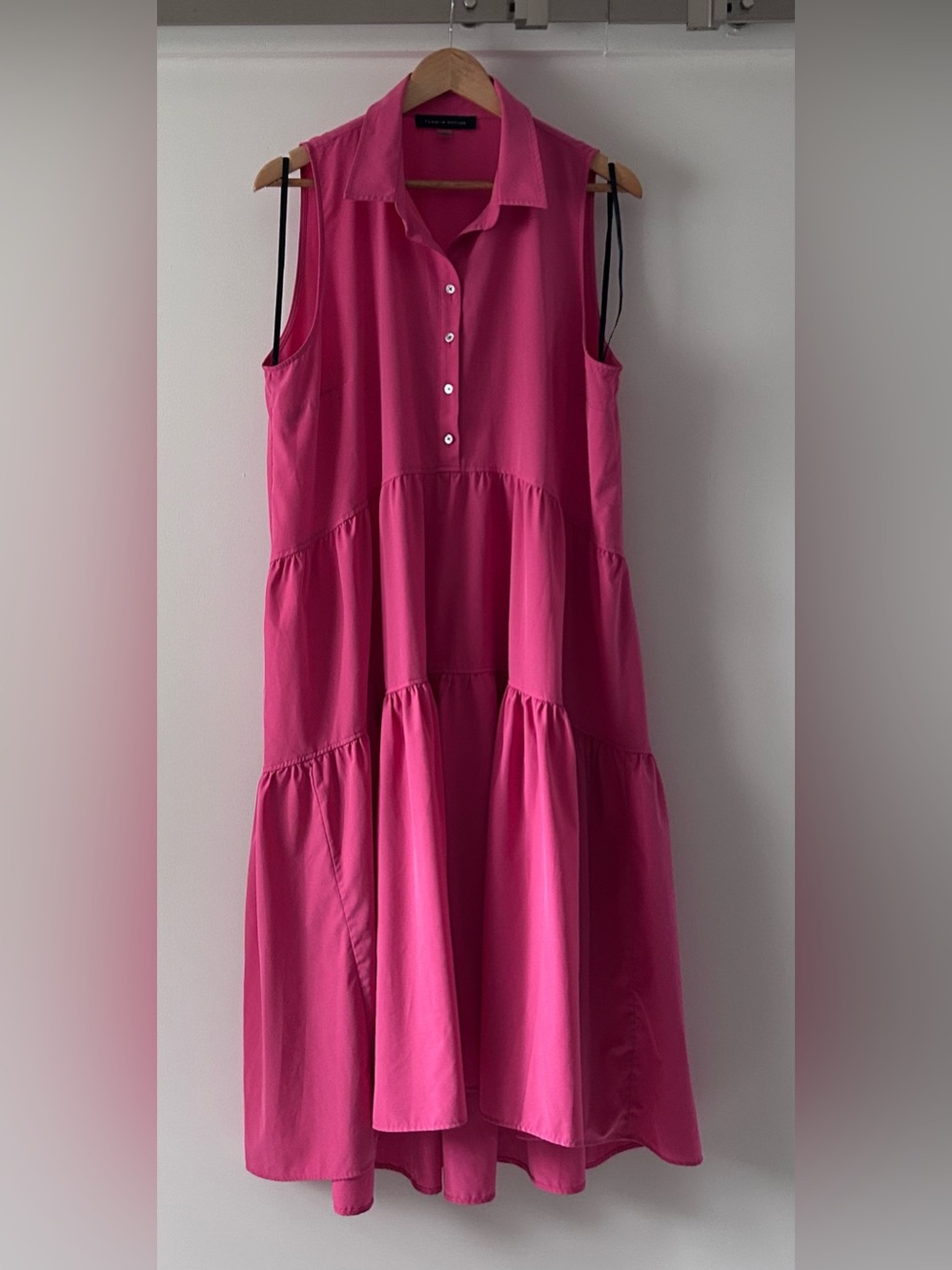 Tommy Hilfiger Sleeveless Tiered Shirt Dress - Hot Pink - size 14